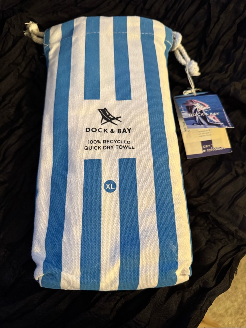Dock & Bay XL Quick-Dry Beach Towel — Blue & White Stripe